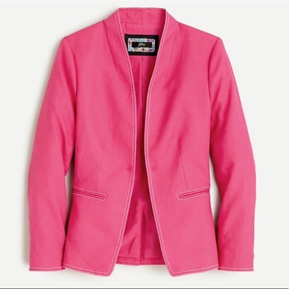 JCrew Women’s Hot Pink Collarless Blazer. SO cool! Worn once.